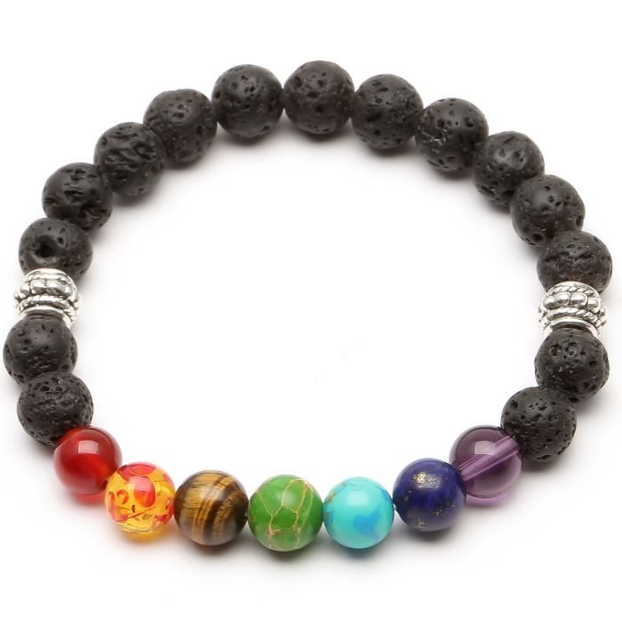 Collier Mala 7 Chakras 108 Perles – Pierres Naturelles, Noué Main – Pour Méditation, Yoga, équilibrage énergétique – Avec Bracelet Assorti