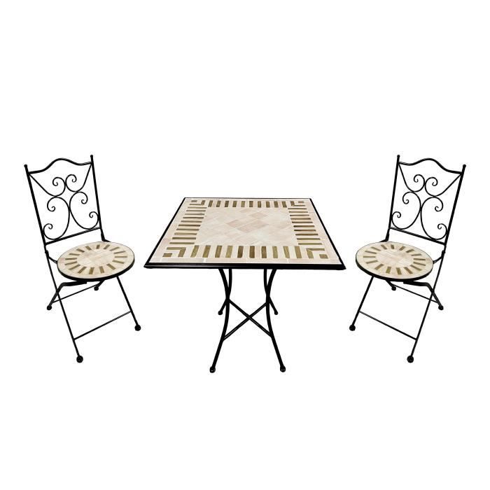 Ensemble Bistro - AXI - Camilla - 2 Chaises Pliantes - Table Carrée - Mosaïque Toscane