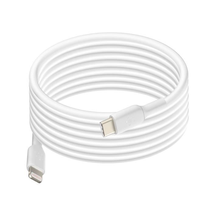 Câble USB C vers iPhone Lightning Power Delivery Certifié MFi 2m Belkin