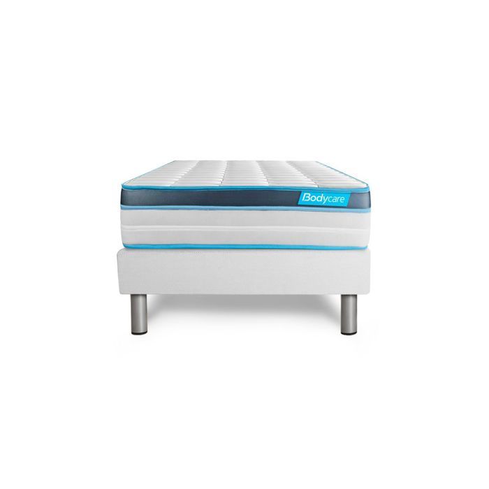 Ensemble sommier matelas 90x190 Perform Mémoire de forme - 23 cm - Ferme - sommier blanc