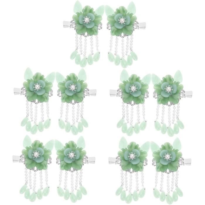 Épingle à Cheveux Chinoise Décorative - Motif Fleur/papillon, Ornée De Perles Et Pompons