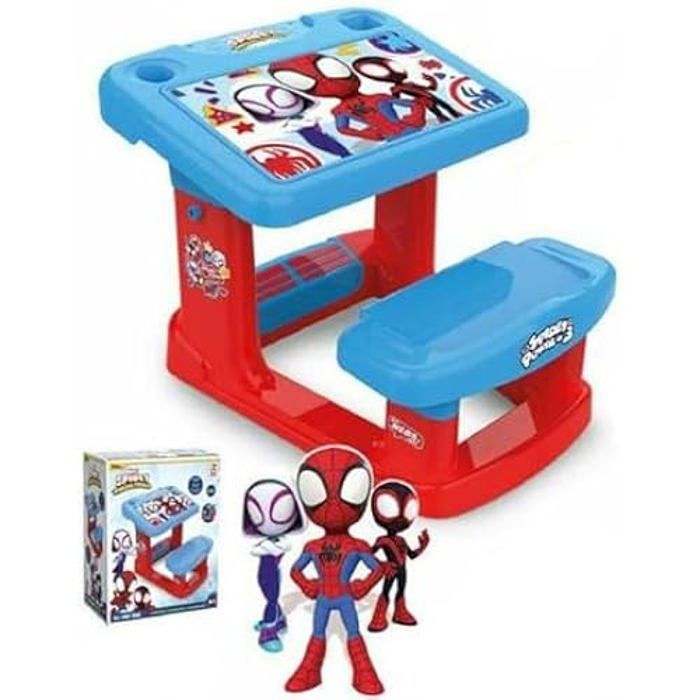 Chicos- Bureau Spidey - Bureau pour Enfants avec Une Grande Surface de Travail et des Compartiments de Rangement Comprend 5