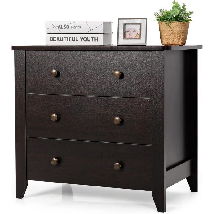 COSTWAY Commode à 3 Tiroirs Meuble de Rangement avec 4 Pieds pour Lettre Dossiers et Documents 71 x 46 x 66 cm Marron COSTWAY Commode à 3 Tiroirs Meuble de Rangement avec 4 Pieds pour Lettre Dossiers et Documents 71 x 46 x 66 cm Marron