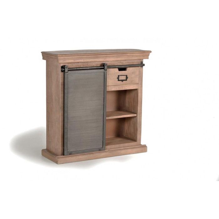 Console en bois de manguier - Giner y Colomer - Industriel - Porte coulissante - 2 tiroirs Console en bois de manguier - Giner y Colomer - Industriel - Porte coulissante - 2 tiroirs