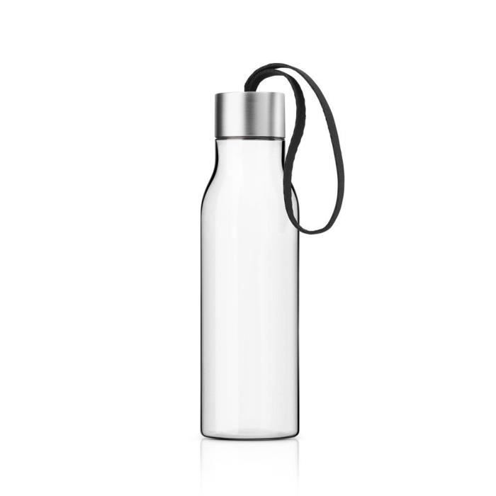 Eva Solo, 503022, Gourde ,Bouteille, Avec bandoulière, 0,5 litre,  Transparent/Noir, sans BPA