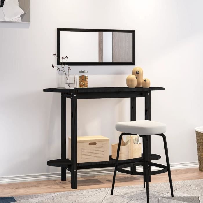 famirosa table console noir 110x40x80 cm bois massif de pin-301