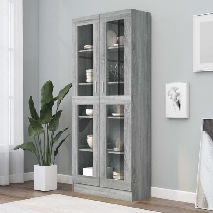 FAMIROSA Armoire à Vitrine Sonoma Gris 825x305x1855cm Bois Ingénierie-622 FAMIROSA Armoire à Vitrine Sonoma Gris 825x305x1855cm Bois Ingénierie-622