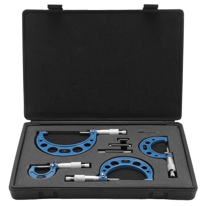 Ensemble De 4 Micromètres Extérieurs Métriques 0-100mm - Précision 0.01mm - Avec étui - Pour Usinage, Mécanique, Bricolage