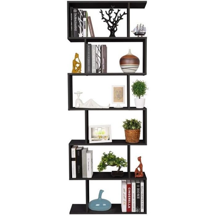 homfa bibliothèque étagère livres étagère pour livres étagère de rangement en forme s pour bureau, salon, chambre d’étude (noir)