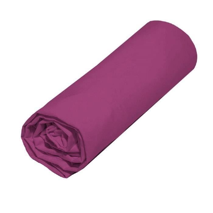 Drap Housse - HOME DECO - 90x190 cm - 100% Coton - 57 Fils/cm² - Violet Drap Housse - HOME DECO - 90x190 cm - 100% Coton - 57 Fils/cm² - Violet