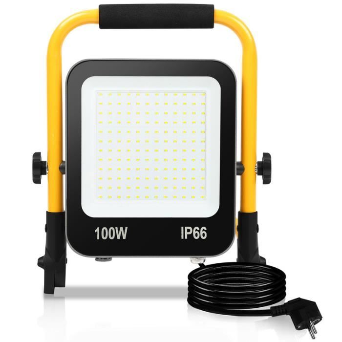 Faretto LED Da 150W 13000lm 6000K – Lampada Da Cantiere IP66 Con Cavo 3m E Spina, Regolabile E Impermeabile
