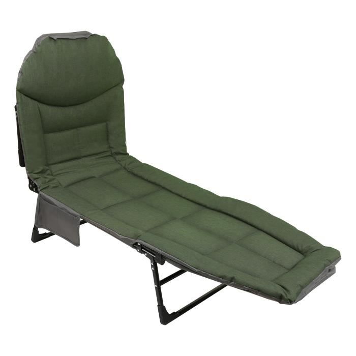 Lit De Camp Avec Coussin Intégré Tillvex Lit De Camping Pliable Tillvex - Chaise Longue Extra Large Support 200kg, Avec Sac De Transport Lit D'appoint Pliable Avec Sac De Transport