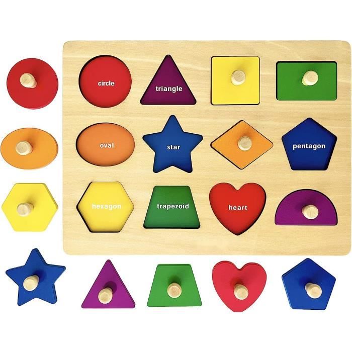 Puzzle De Blocs En Bois, Puzzle En Bois Montessori, Puzzle Interactif De Blocs Pour, Ensemble De