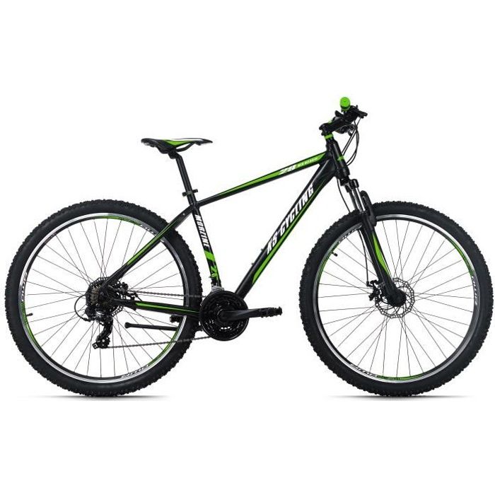 Vélo VTT Semi-Rigide 29'' - KS CYCLING - Morzine - Homme - 21 Vitesses - Noir-Vert - Taille de Cadre 53 cm