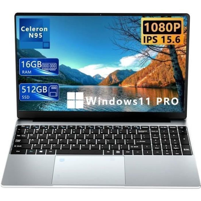 PC Portable – KUU – 156 FHD – RAM 16Go – SSD 512Go – Intel Alder Lake N95 – Windows 11 Pro