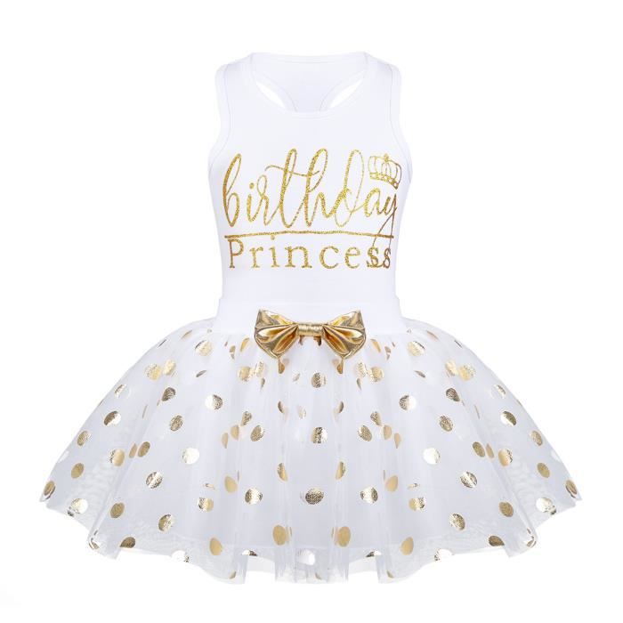 Robe Fille Princesse Costume Anniversaire Ensemble De Vetement Haut Et Tutu Jupe 1 6 Ans Blanc Cdiscount Jeux Jouets