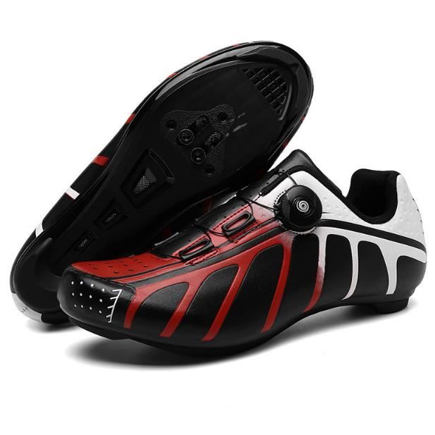Chaussures De Vélo Route Gavin, Pointure 42 (mixte), Noir Et Rouge, Cuir