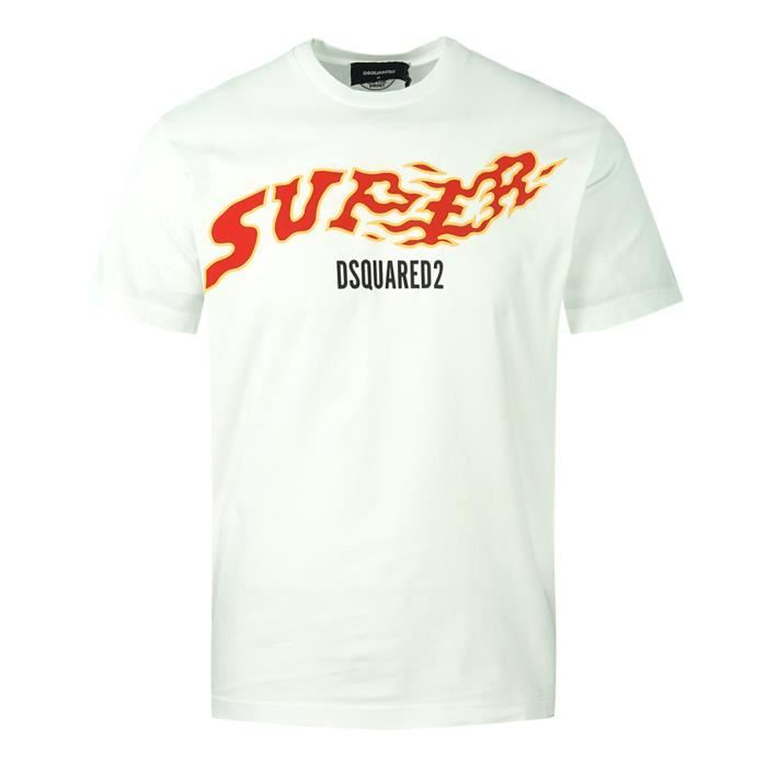 T-shirt Dsquared2 Homme – Noir Coton, Imprimé Logo, Manches Courtes (XXL Vintage)