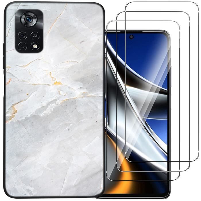 Coque Pour Xiaomi Poco X4 Pro 5G ,[Ultra Mince] ardoise blanche Noir