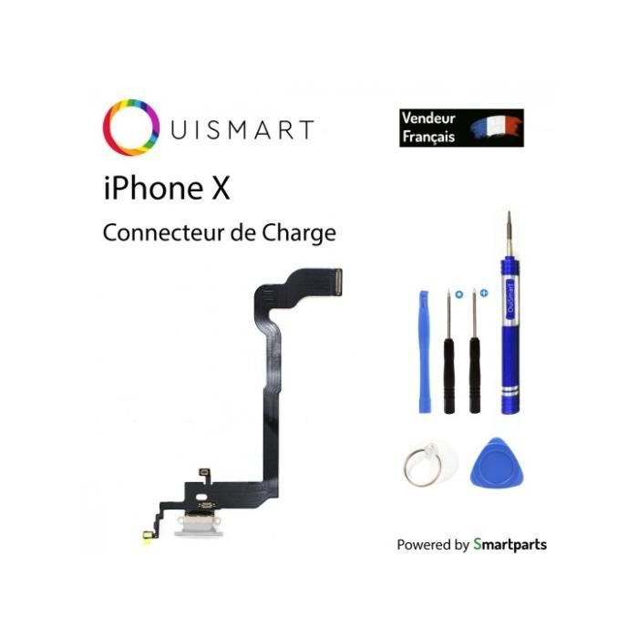 OuiSmart® Nappe dock flex connecteur de charge Gris avec micro et antenne pour iPhone X