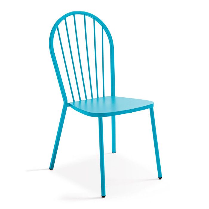 Chaise bistrot de jardin en métal bleu Honfleur - Oviala