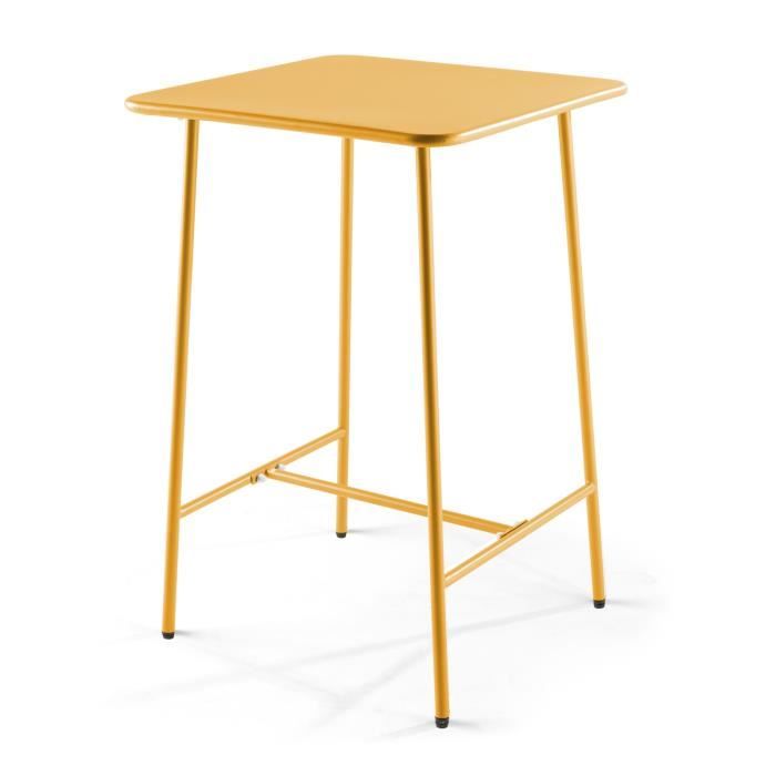 table de bar intérieur - oviala - palavas - jaune - 70 x 70 x 105 cm - acier
