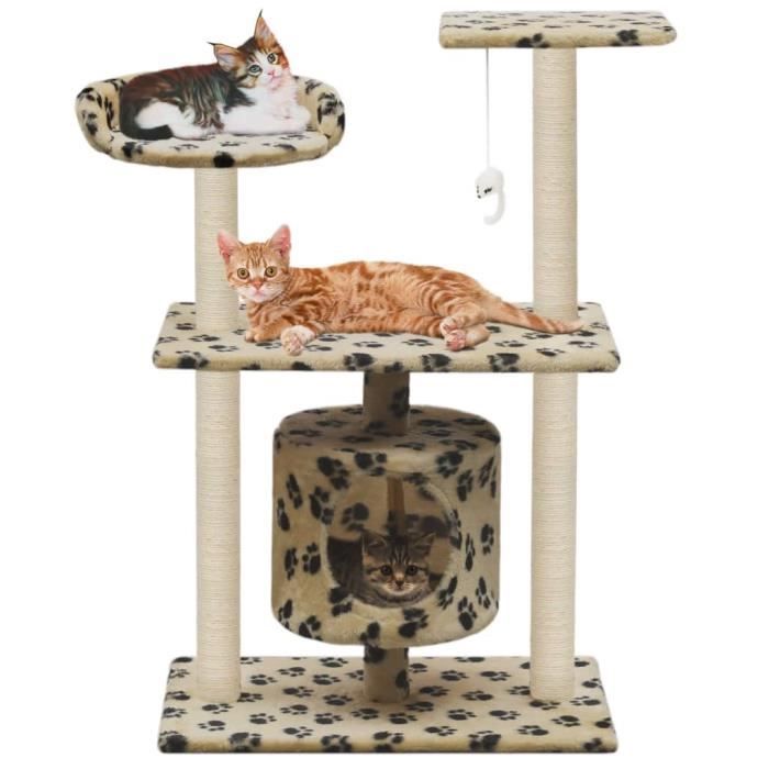 Meilleurs prix pour Arbre à chat avec griffoir en sisal 95 cm Beige Motif de pattes