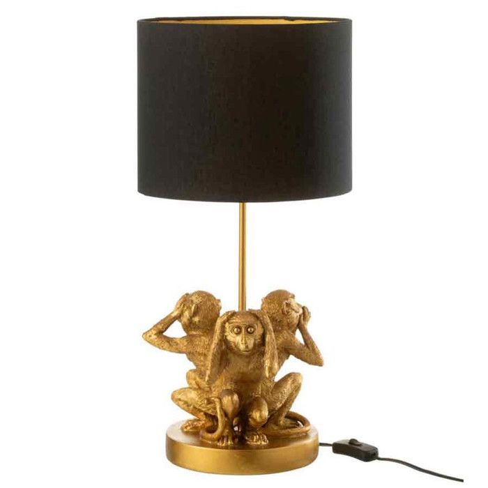 Lampe à Poser Design Singe Résine 53cm Or