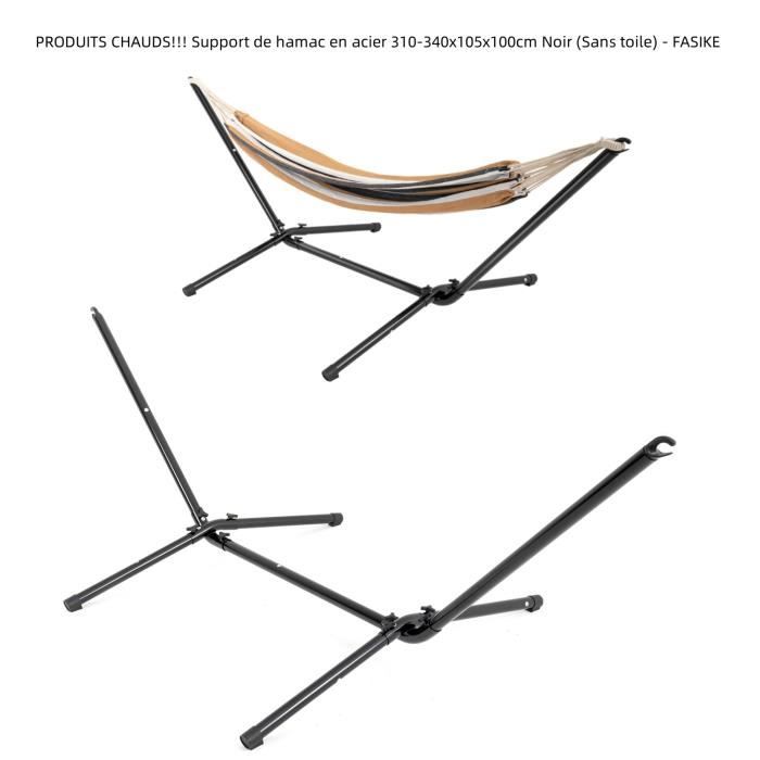 Support de hamac en acier pour le jardin - QUIIENCLEE - Design contemporain en forme d'arc - Noir
