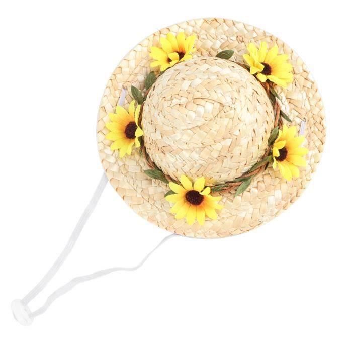 Like-chapeau De Paille Pour Chien Avec Des Fleurs Chapeau Sombrero Pour Animaux De Compagnie