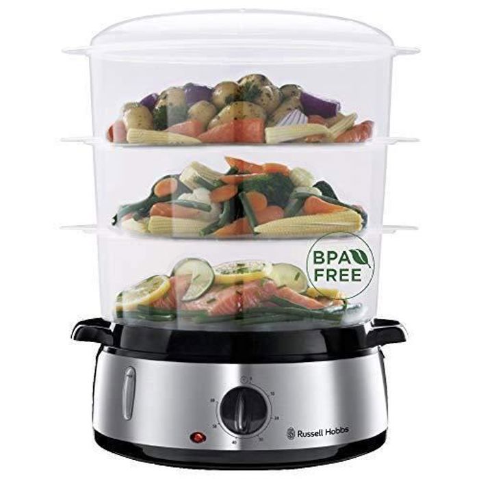 Russell Hobbs Cuiseur Vapeur 9L Programmable Minuteur Cuisson Légumes Riz Œufs - 19270-56