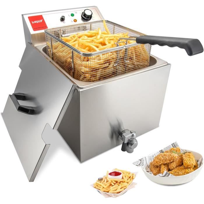 Friteuse électrique Professionnelle 2500W 6L - Acier Inoxydable, Thermostat Réglable, Pour Restaurant, Snack, Maison