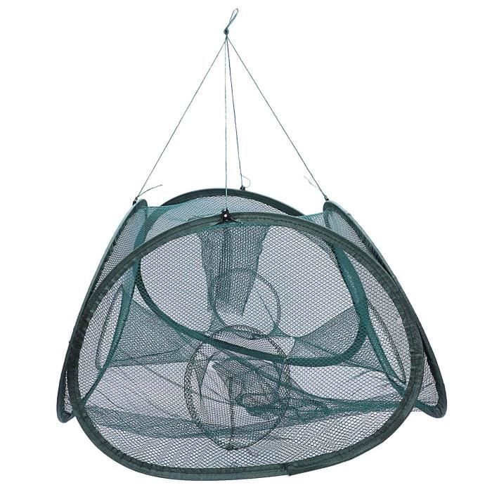 Piège à Appâts De Pêche Pliable - Filet Automatique 6 Trous - Pour Poissons, Crabes, Crevettes - Taille 54x22 Cm