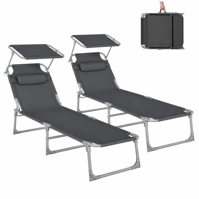 SONGMICS Bain de Soleil Chaise Longue Pliable Capacité de Charge 150 kg Transat 193 x 53 x 29 cm Gris Foncé SONGMICS Bain de Soleil Chaise Longue Pliable Capacité de Charge 150 kg Transat 193 x 53 x 29 cm Gris Foncé