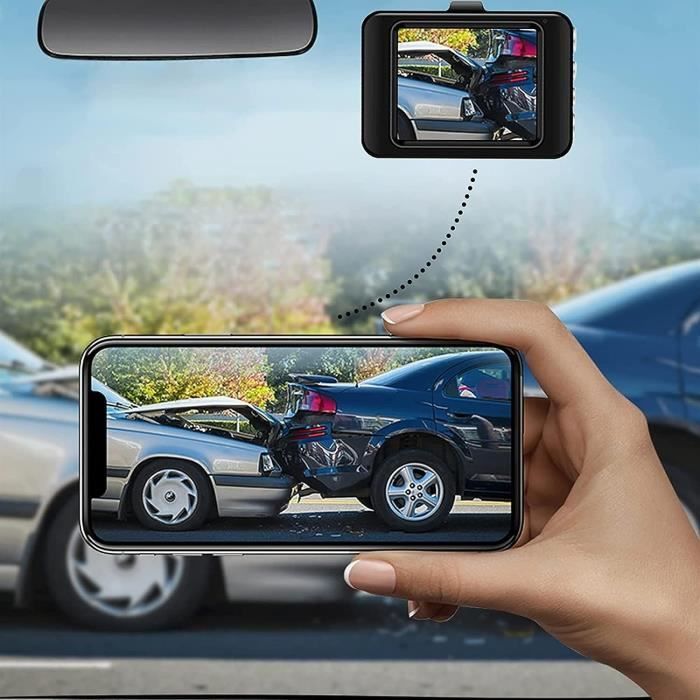 Caméra Dash Cam 3 Canaux 1080p + 720p – Vision Nocturne IR, Carte SD 128Go Max Incluse