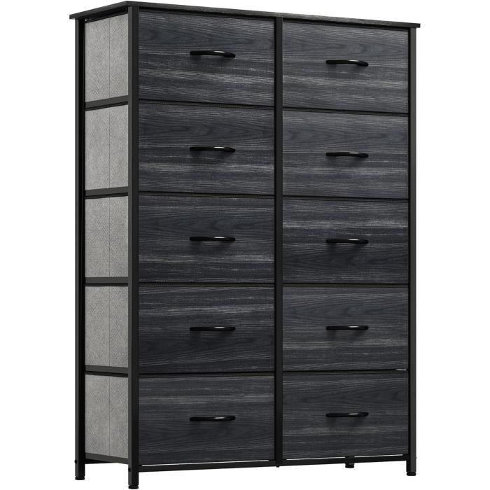 Commode 8 Tiroirs YITAHOME - Meuble Rangement Chambre En Tissu Avec Dessus Bois Et Cadre Métal