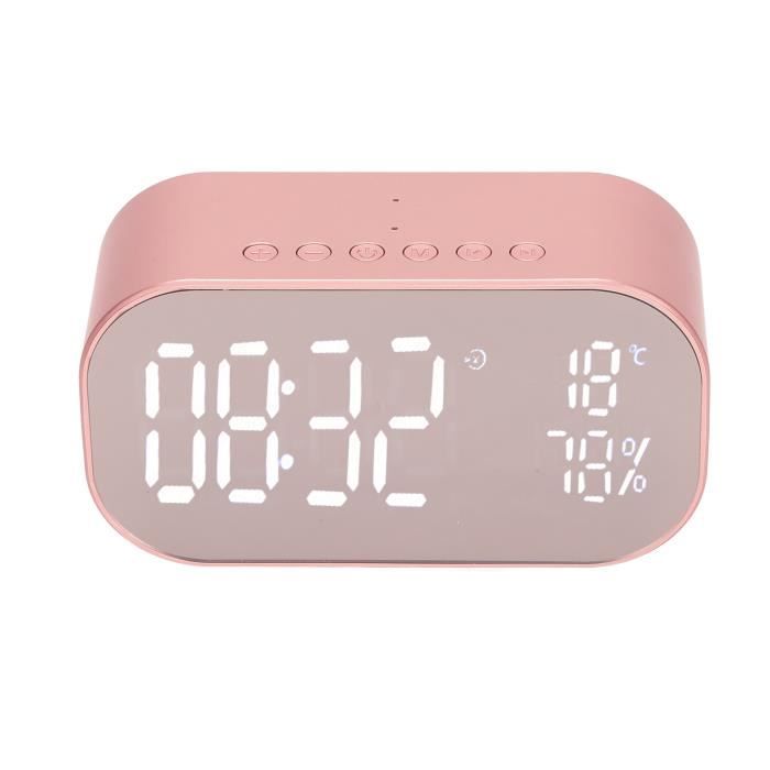 Haut-parleur Bluetooth Réveil Bureau Audio Thermomètre Radio FM Mains