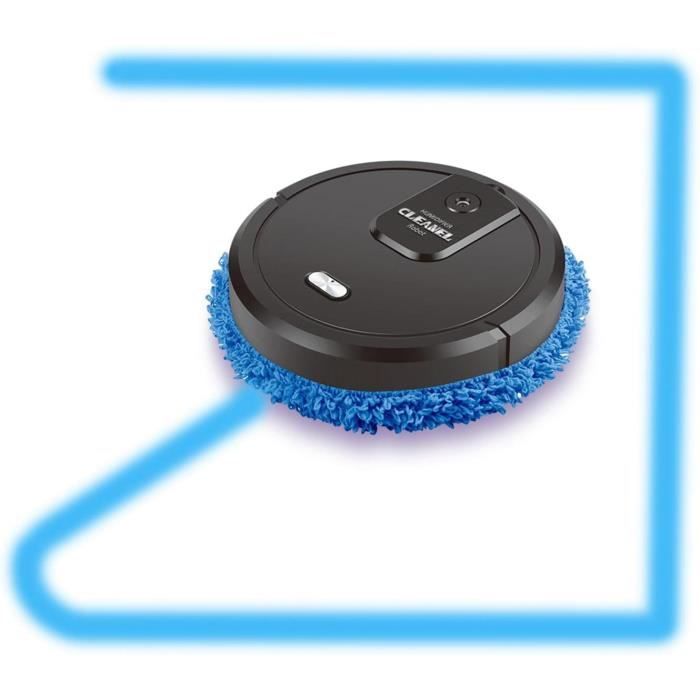 Frdun Balayeuse Domestique Manuelle Rotative 180° - Balai Avec 2 Chiffons - Bleu Foncé