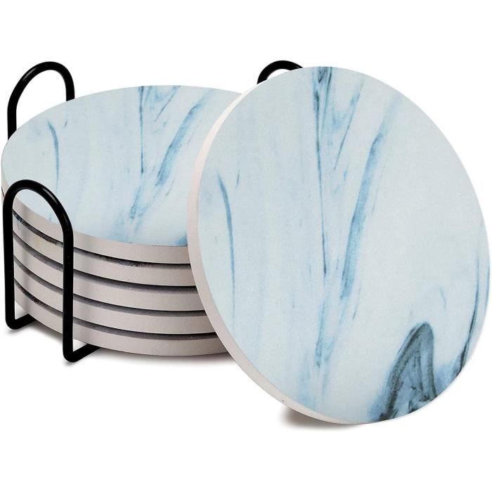 JOYWE Dessous De Verre Pour Boissons, Extra épais 4 Pcs Sous-verres En Liège Bord Rond Robuste L Ger Dessous Avec Support Table Bois Cadeau Pendaison C