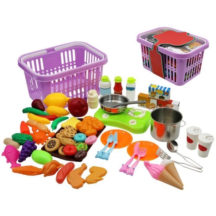70 Pièces Jeu De Dînette Découpage Fruits Et Légumes – Cuisine Factice Enfant Avec Couteau Planche Set Légumes Jouet