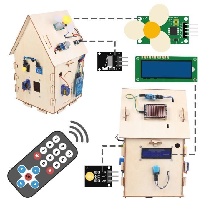IoT Smart Home Kit pour Arduino STEM pour Internet des Things,Building mécanique,ingénierie électrique,Code Educational pour Enfant