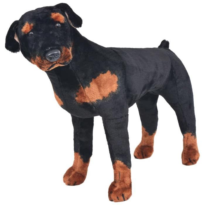 vidaXL Jouet en peluche Chien de race Rottweiler Marron et noir XXL 91330
