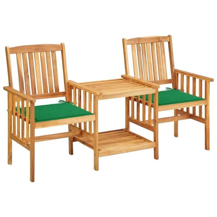 Chaise de jardin avec coussins bois massif d'acacia vidaXL Chaise de jardin avec coussins bois massif d'acacia vidaXL