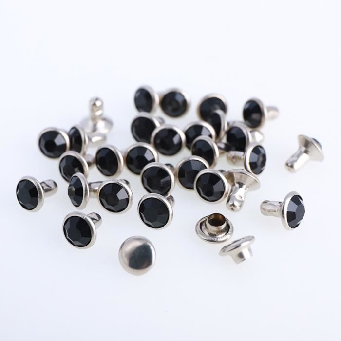 100 Rivets Clous Métalliques 6mm - Perles Griffe Ronde Pour Cuir, Vêtements, Ceintures, Sacs, Noir Mat