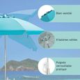 GOPLUS Parasol de Plage D.198CM,Tête Inclinable avec Auvent/Sac/Bord Drapé,Mât en Aluminium et 8 Baleines,Protection UV50+,Bleu-1