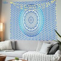 Tenture Murale Bleu Foncé Blanc - Tapisserie Polyester Lavable 100x75 Cm Pour Salon, Chambre Et Dortoir
