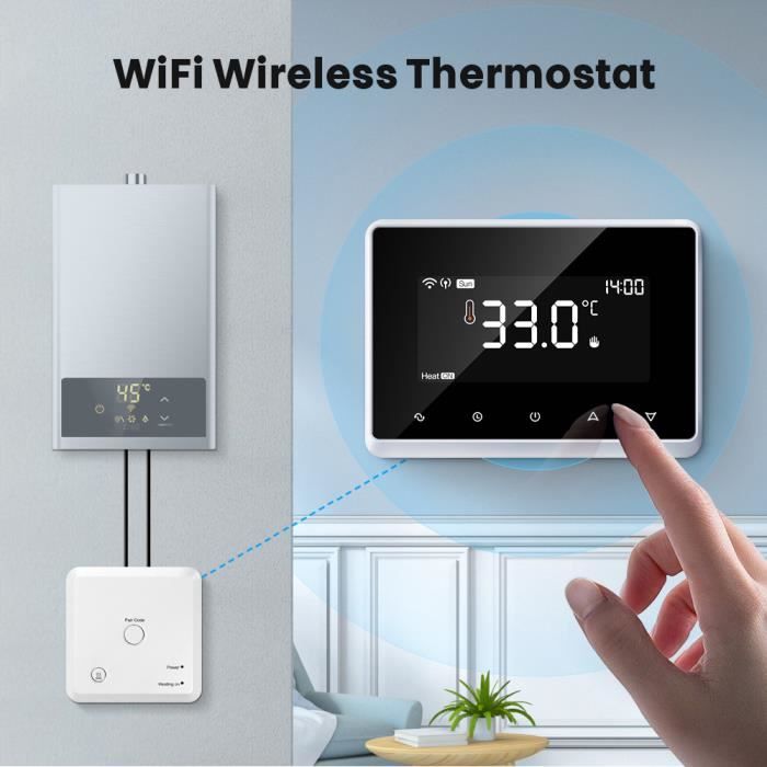 Chaudière gaz sans fil 433MHz Thermostat RF Contrôle 5A Chaudière murale  chauffage Thermostat numérique Régulateur de températu[529] - Cdiscount  Bricolage