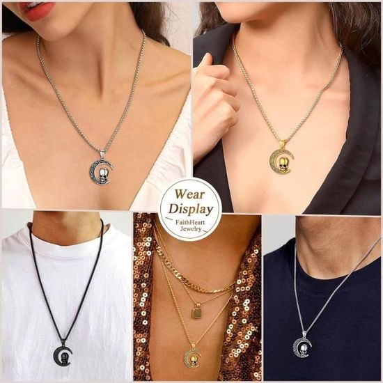 Collier Tête De Mort Homme - Pendentif Gothique Acier Inoxydable Avec Chaîne Réglable