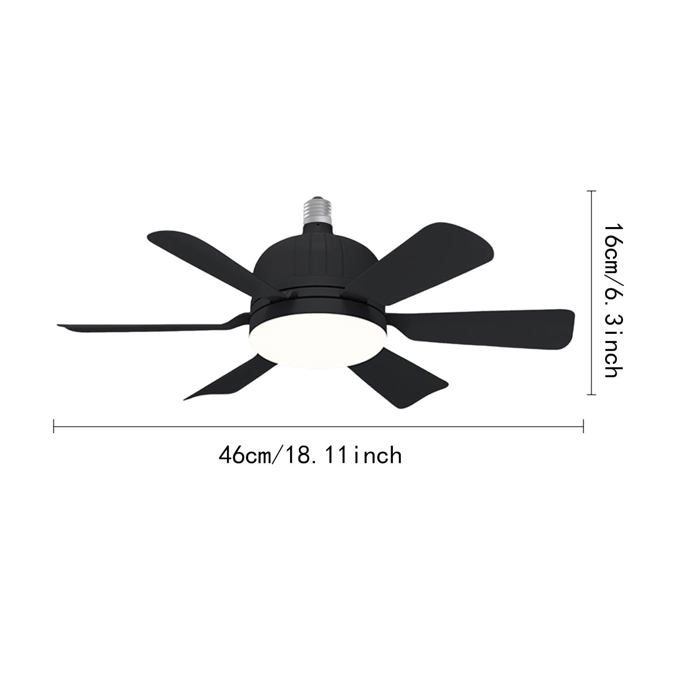 Ventilateur Plafond Avec Lumière 40W – 6 Pales Silencieuses + Télécommande – Blanc + Rallonge E27