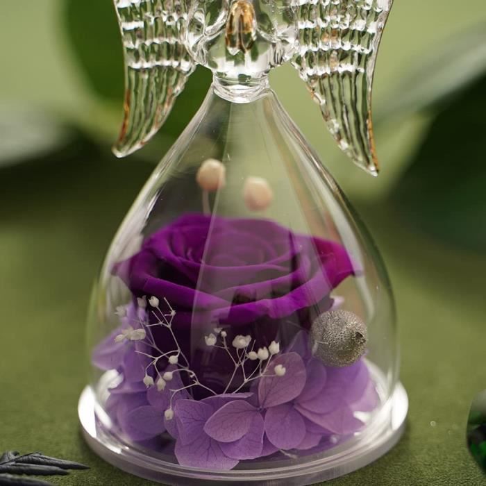Rose Eternelle sous Cloche Ange pour Femmes - Cadeau Maman, Ange Eternelle Vraie Rose, Fleurs